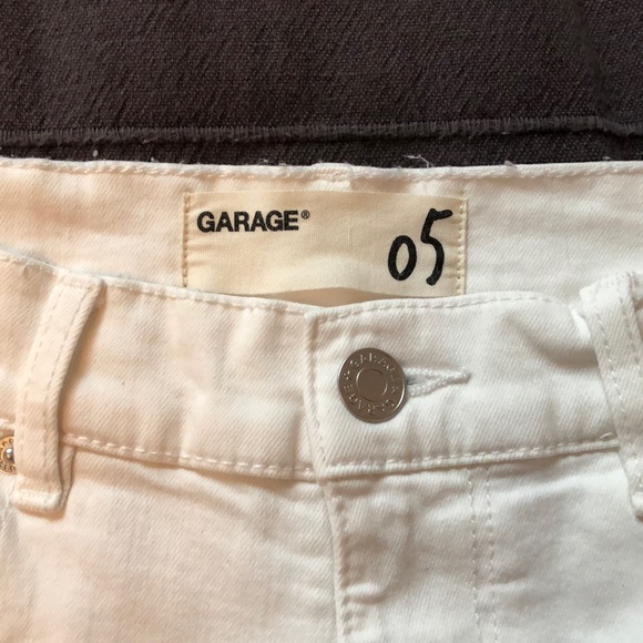 Garage High Waisted White Denim Distressed Shorts - Picture 3 of 3